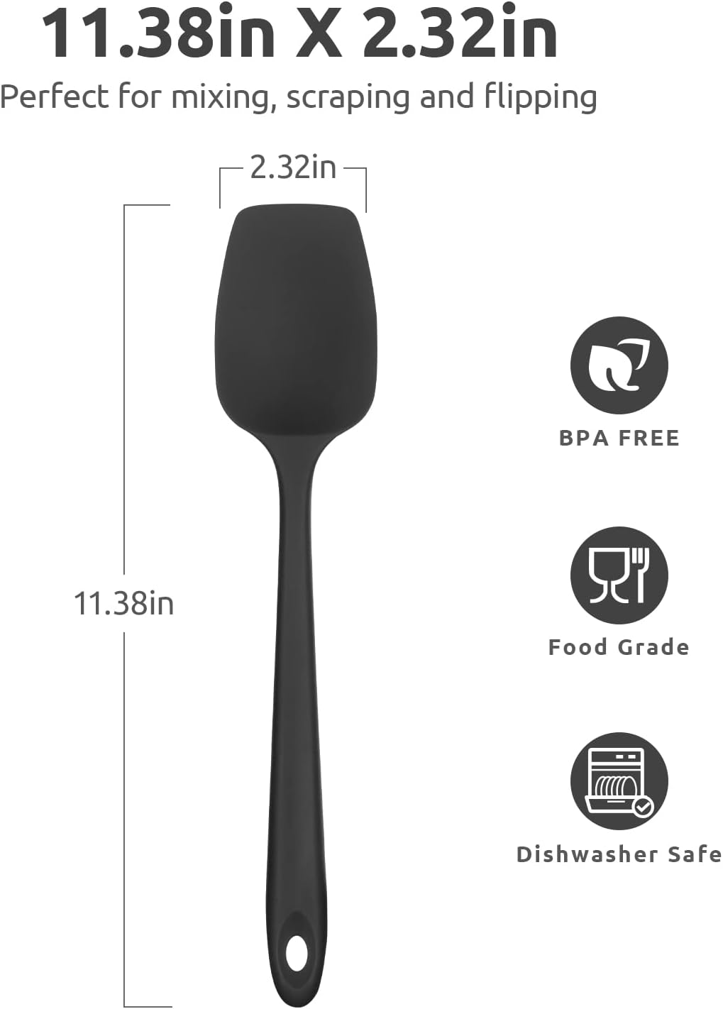 Silicone Large Spatula, 600ºF High Temp Scraper, 11.38in, Aqua Sky | Food Grade Heat Resistant Silicon, Seamless Flexible Plastic Spatula Kitchen Use, Rubber Scraper for Baking Cooking Mixing