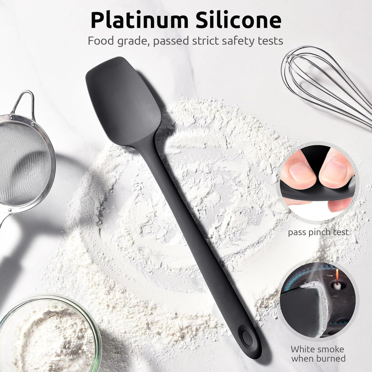 Silicone Large Spatula, 600ºF High Temp Scraper, 11.38in, Aqua Sky | Food Grade Heat Resistant Silicon, Seamless Flexible Plastic Spatula Kitchen Use, Rubber Scraper for Baking Cooking Mixing
