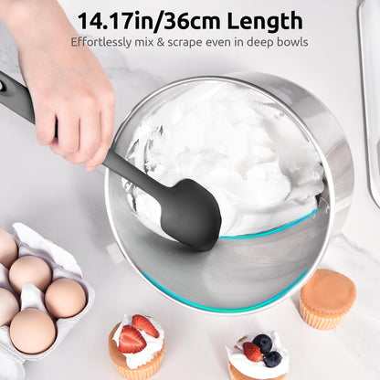 Silicone Large Spatula, 600ºF High Temp Scraper, 11.38in, Aqua Sky | Food Grade Heat Resistant Silicon, Seamless Flexible Plastic Spatula Kitchen Use, Rubber Scraper for Baking Cooking Mixing