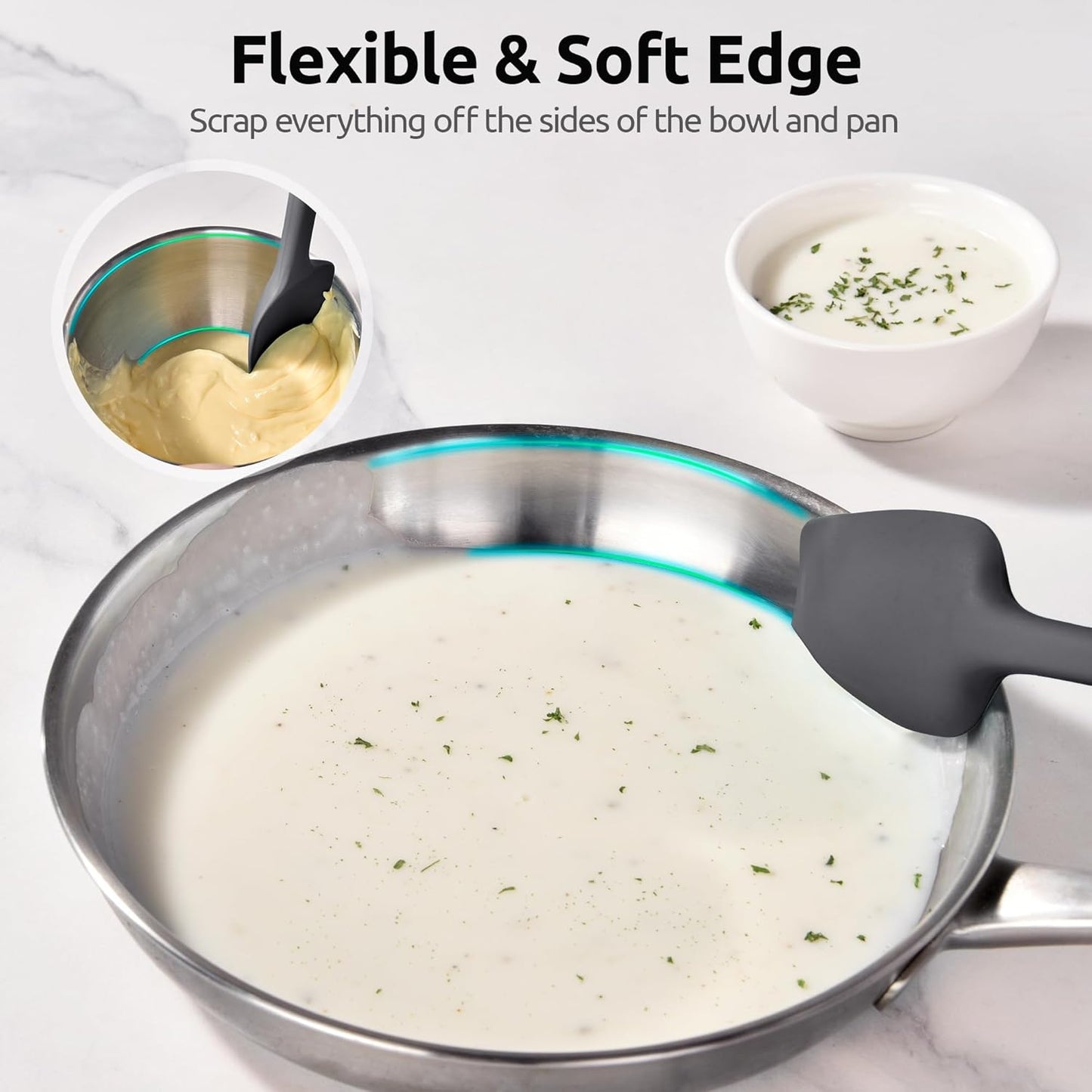Silicone Large Spatula, 600ºF High Temp Scraper, 11.38in, Aqua Sky | Food Grade Heat Resistant Silicon, Seamless Flexible Plastic Spatula Kitchen Use, Rubber Scraper for Baking Cooking Mixing