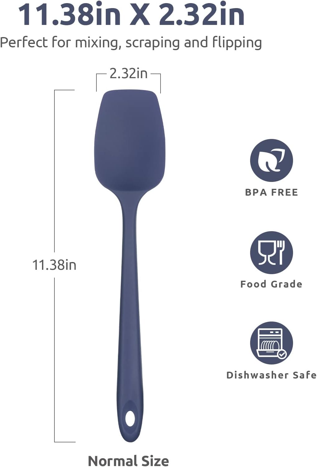 Silicone Large Spatula, 600ºF High Temp Scraper, 11.38in, Aqua Sky | Food Grade Heat Resistant Silicon, Seamless Flexible Plastic Spatula Kitchen Use, Rubber Scraper for Baking Cooking Mixing