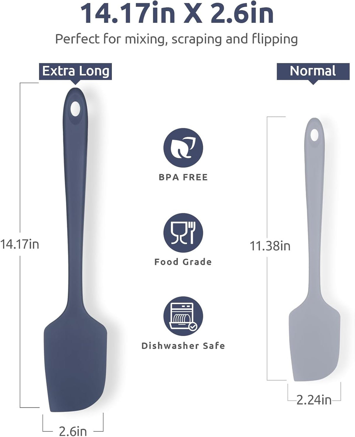 Silicone Large Spatula, 600ºF High Temp Scraper, 11.38in, Aqua Sky | Food Grade Heat Resistant Silicon, Seamless Flexible Plastic Spatula Kitchen Use, Rubber Scraper for Baking Cooking Mixing