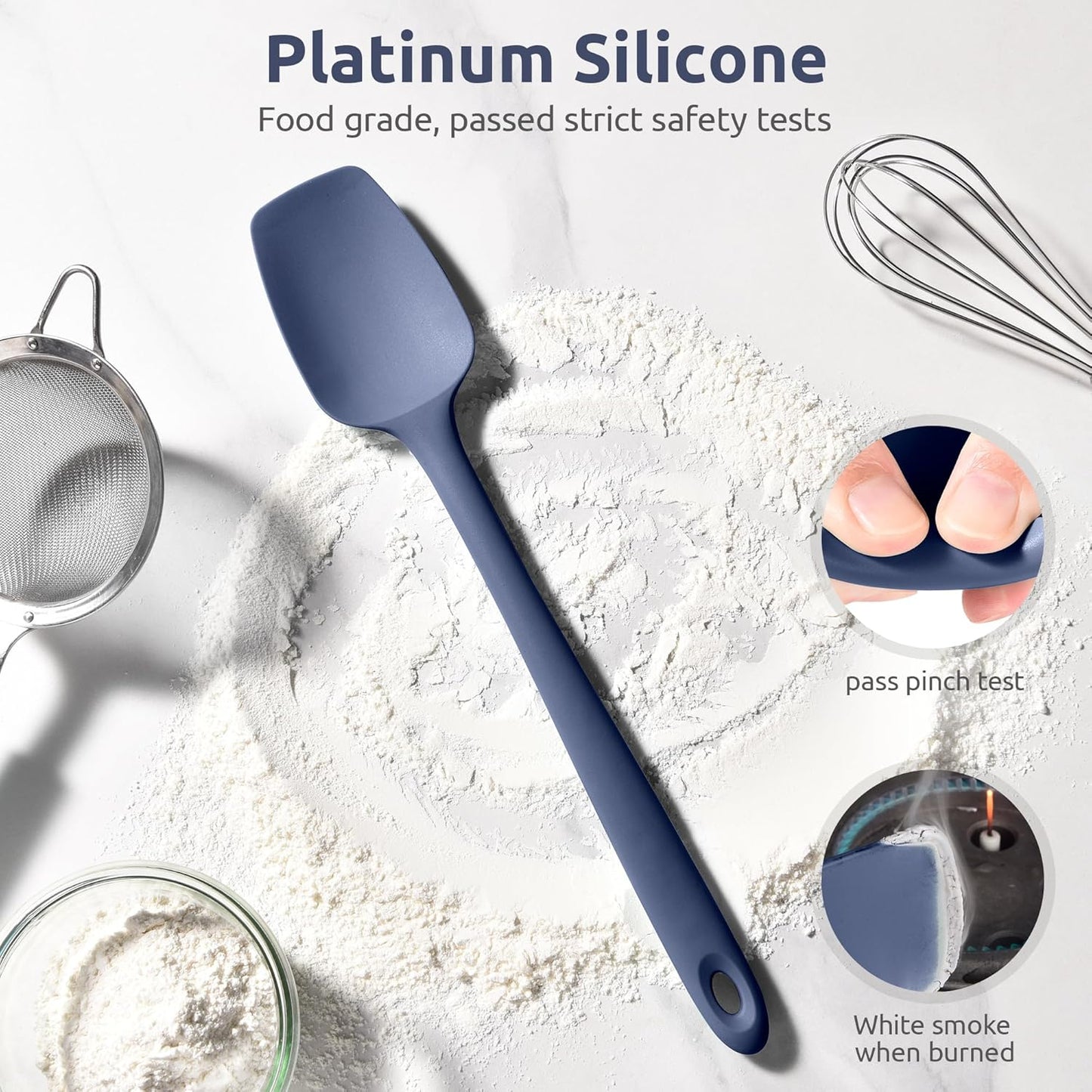 Silicone Large Spatula, 600ºF High Temp Scraper, 11.38in, Aqua Sky | Food Grade Heat Resistant Silicon, Seamless Flexible Plastic Spatula Kitchen Use, Rubber Scraper for Baking Cooking Mixing