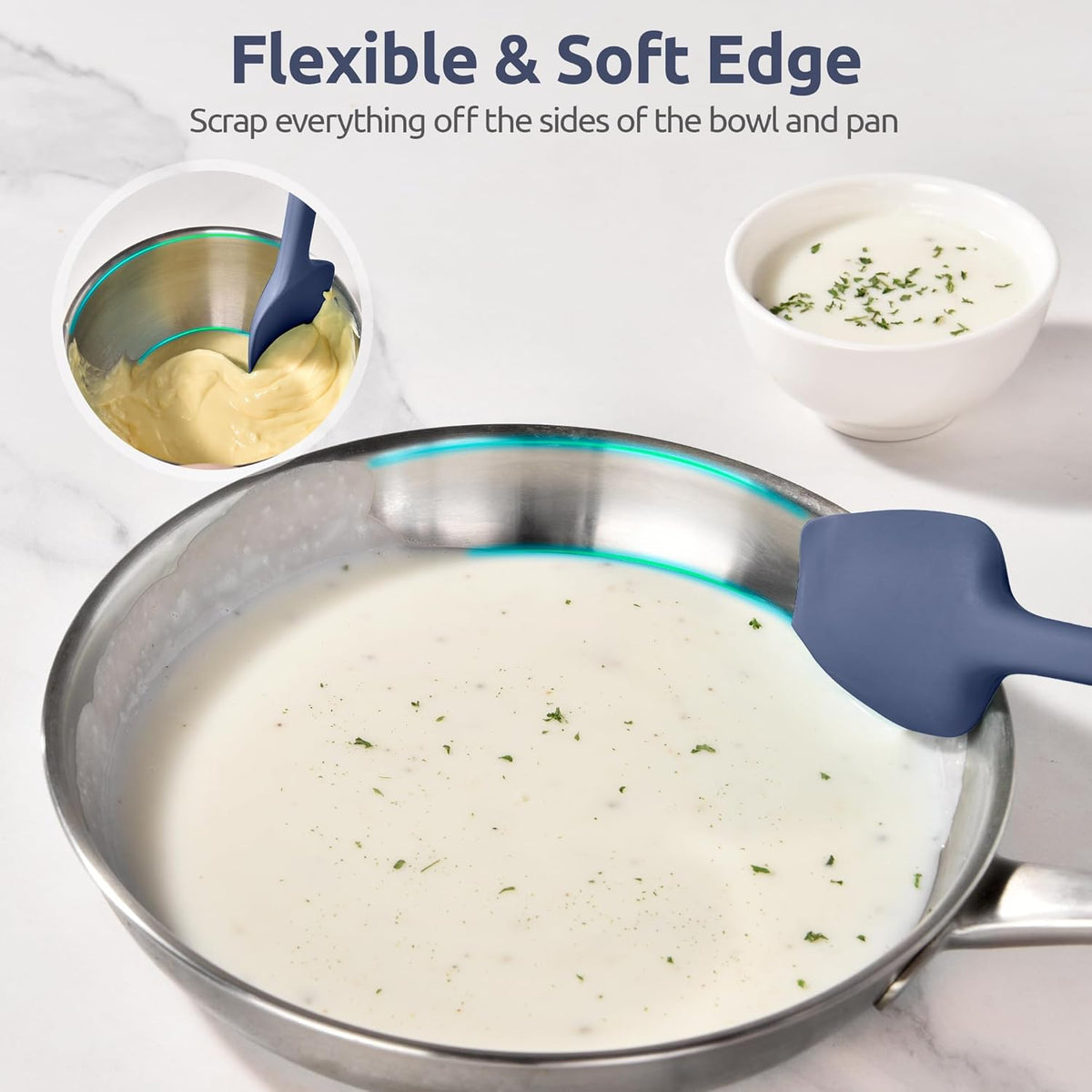 Silicone Large Spatula, 600ºF High Temp Scraper, 11.38in, Aqua Sky | Food Grade Heat Resistant Silicon, Seamless Flexible Plastic Spatula Kitchen Use, Rubber Scraper for Baking Cooking Mixing