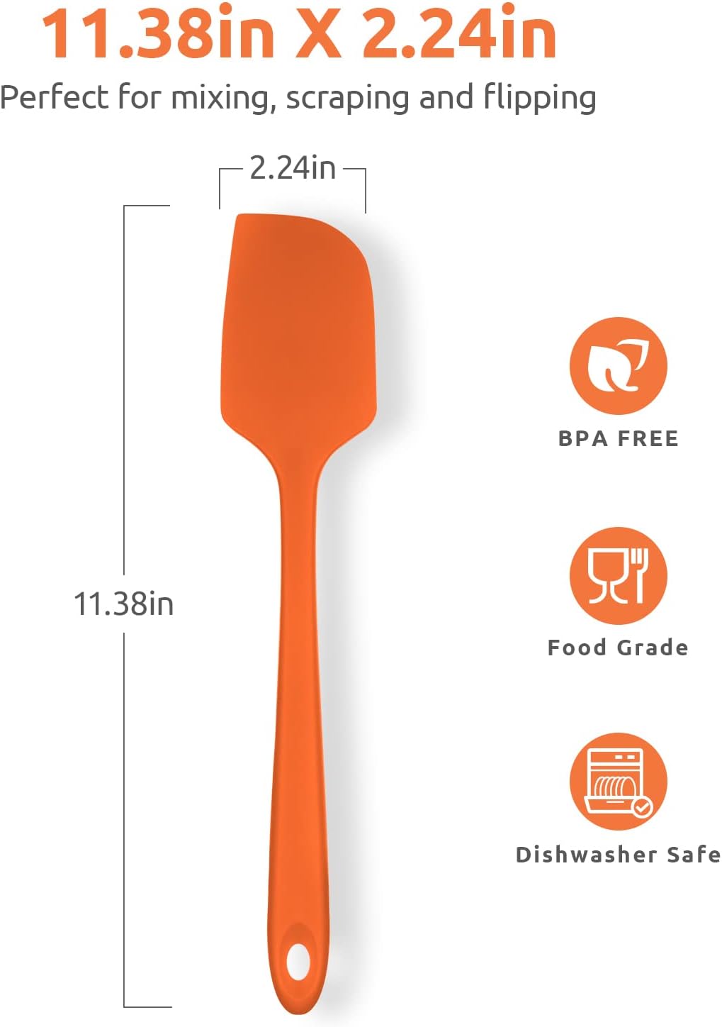 Silicone Large Spatula, 600ºF High Temp Scraper, 11.38in, Aqua Sky | Food Grade Heat Resistant Silicon, Seamless Flexible Plastic Spatula Kitchen Use, Rubber Scraper for Baking Cooking Mixing