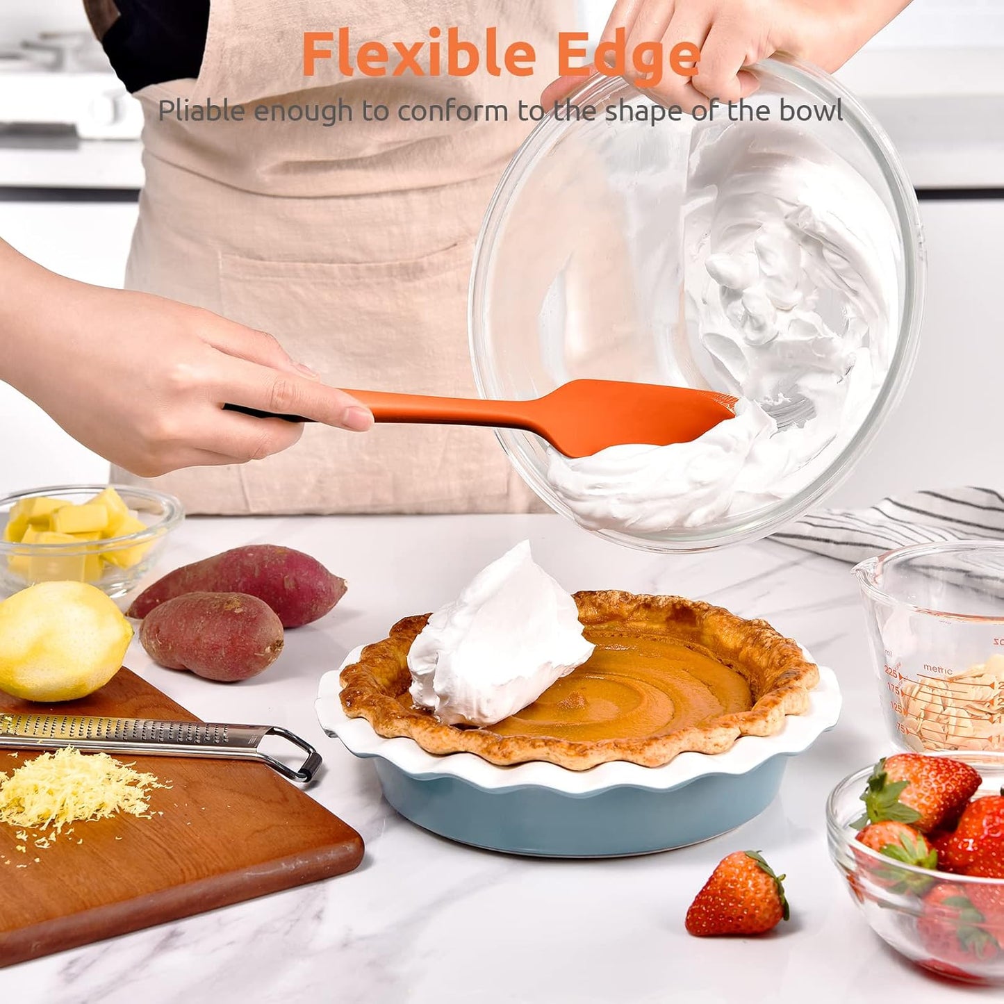 Silicone Large Spatula, 600ºF High Temp Scraper, 11.38in, Aqua Sky | Food Grade Heat Resistant Silicon, Seamless Flexible Plastic Spatula Kitchen Use, Rubber Scraper for Baking Cooking Mixing