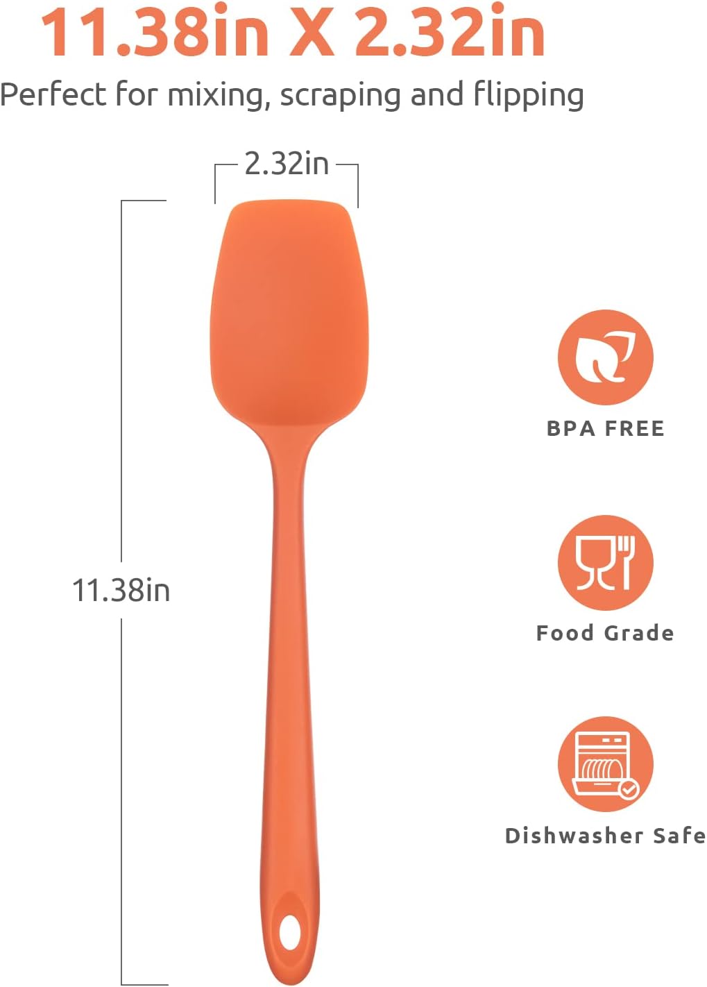 Silicone Large Spatula, 600ºF High Temp Scraper, 11.38in, Aqua Sky | Food Grade Heat Resistant Silicon, Seamless Flexible Plastic Spatula Kitchen Use, Rubber Scraper for Baking Cooking Mixing