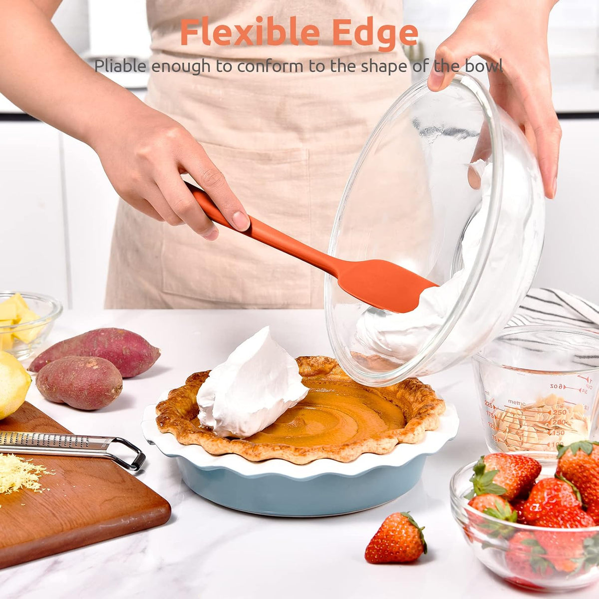 Silicone Large Spatula, 600ºF High Temp Scraper, 11.38in, Aqua Sky | Food Grade Heat Resistant Silicon, Seamless Flexible Plastic Spatula Kitchen Use, Rubber Scraper for Baking Cooking Mixing