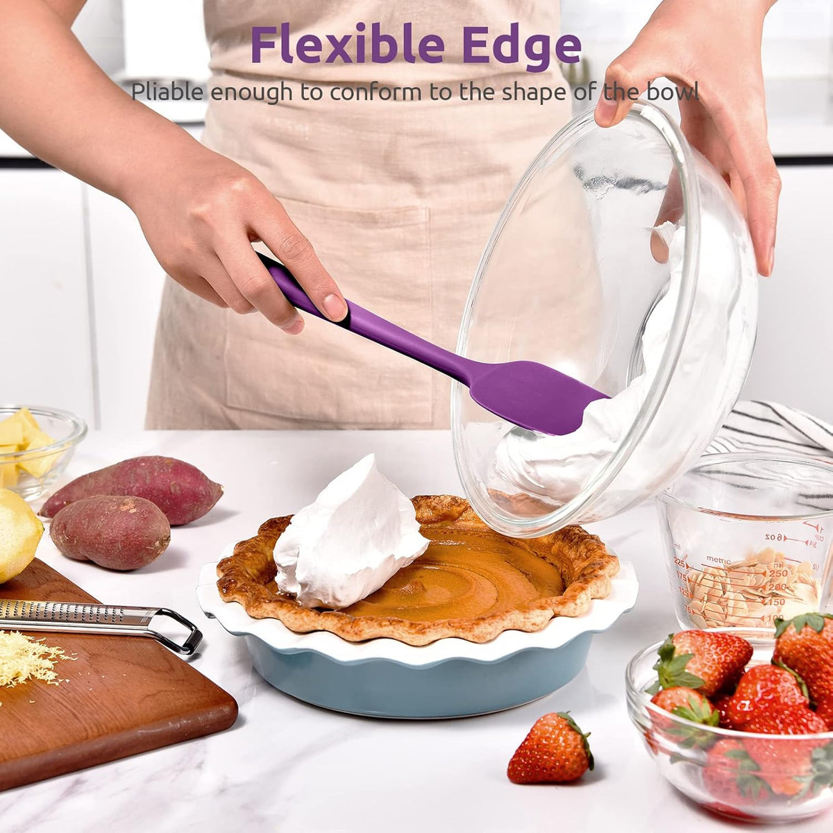 Silicone Large Spatula, 600ºF High Temp Scraper, 11.38in, Aqua Sky | Food Grade Heat Resistant Silicon, Seamless Flexible Plastic Spatula Kitchen Use, Rubber Scraper for Baking Cooking Mixing
