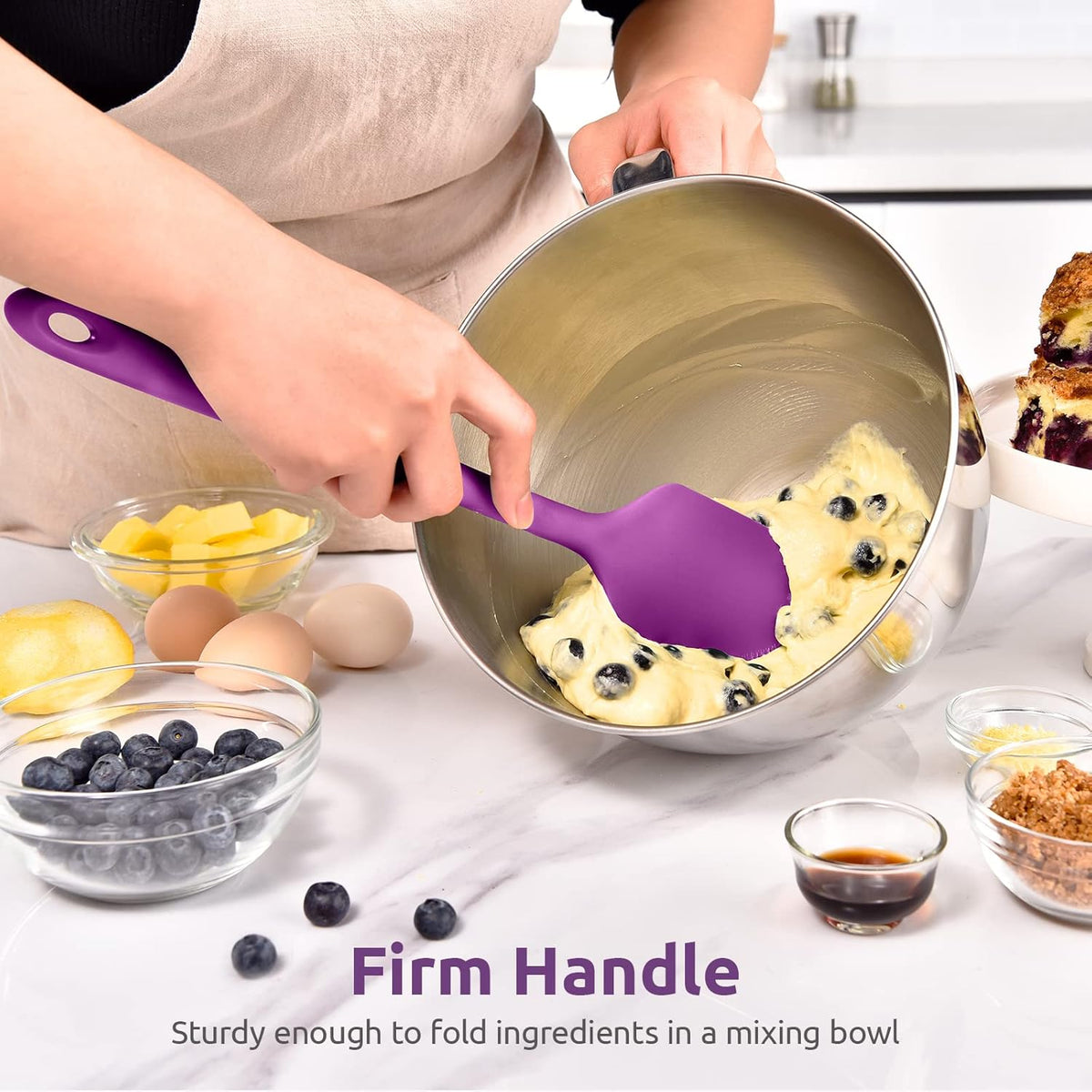 Silicone Large Spatula, 600ºF High Temp Scraper, 11.38in, Aqua Sky | Food Grade Heat Resistant Silicon, Seamless Flexible Plastic Spatula Kitchen Use, Rubber Scraper for Baking Cooking Mixing