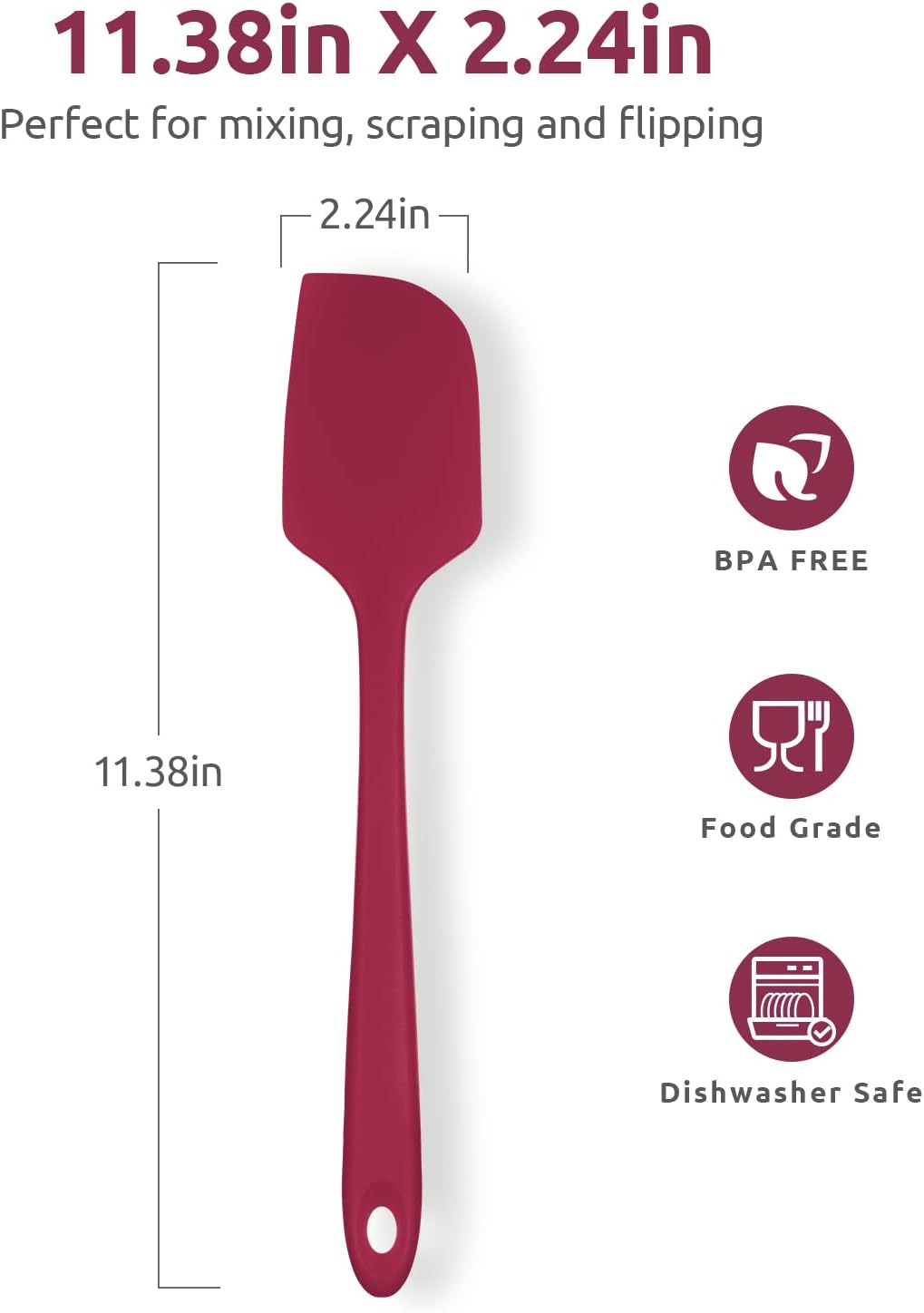 Silicone Large Spatula, 600ºF High Temp Scraper, 11.38in, Aqua Sky | Food Grade Heat Resistant Silicon, Seamless Flexible Plastic Spatula Kitchen Use, Rubber Scraper for Baking Cooking Mixing