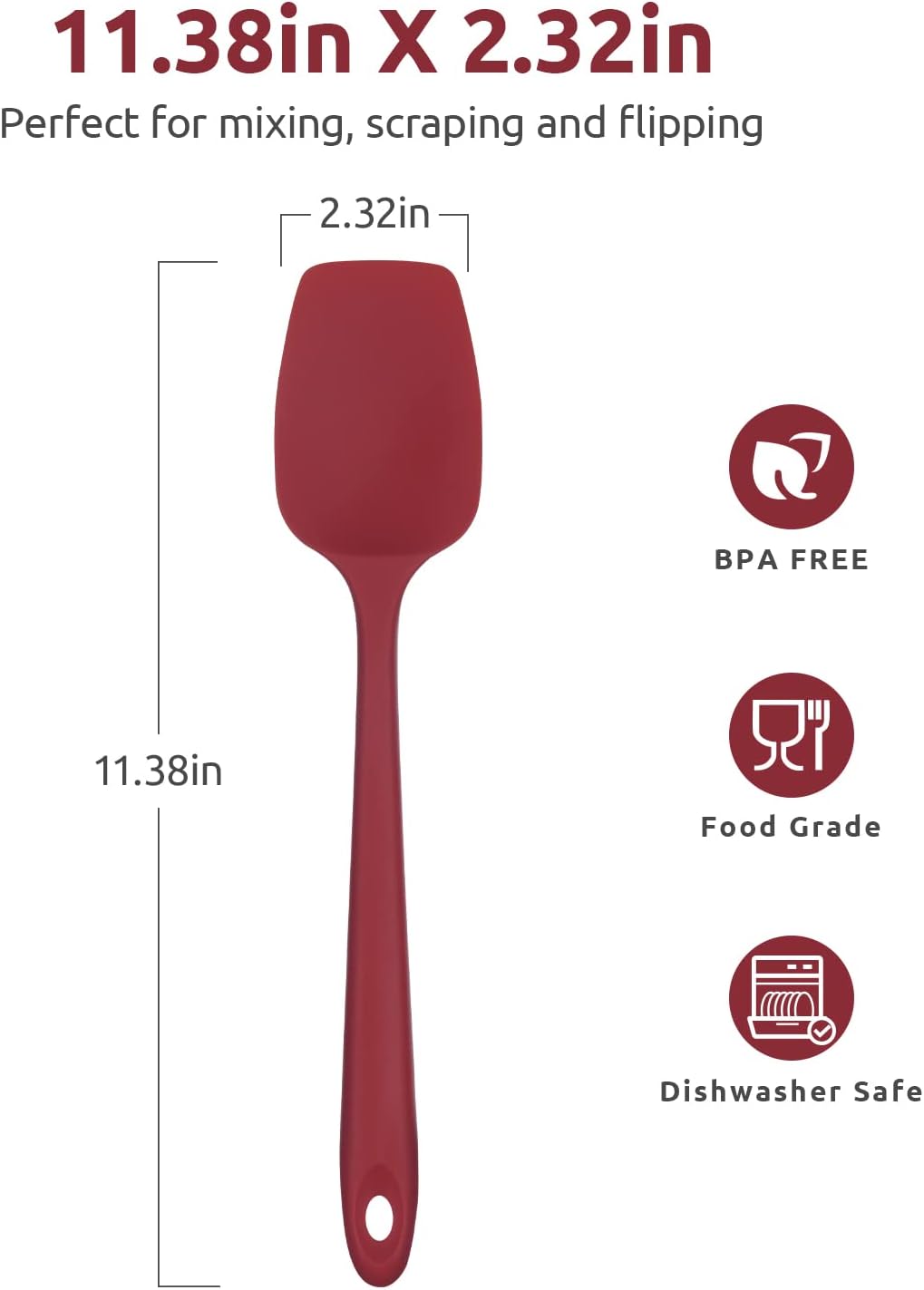 Silicone Large Spatula, 600ºF High Temp Scraper, 11.38in, Aqua Sky | Food Grade Heat Resistant Silicon, Seamless Flexible Plastic Spatula Kitchen Use, Rubber Scraper for Baking Cooking Mixing