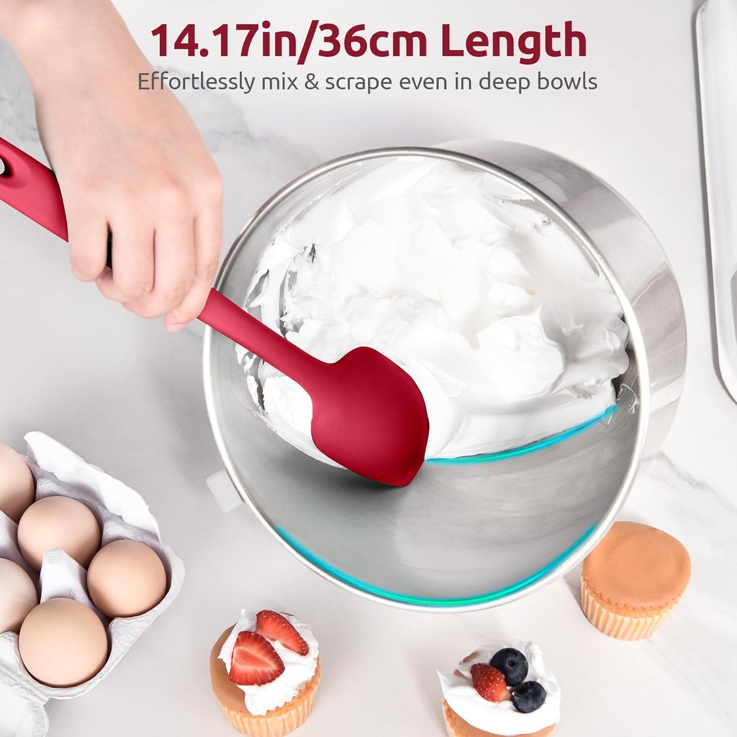 Silicone Large Spatula, 600ºF High Temp Scraper, 11.38in, Aqua Sky | Food Grade Heat Resistant Silicon, Seamless Flexible Plastic Spatula Kitchen Use, Rubber Scraper for Baking Cooking Mixing