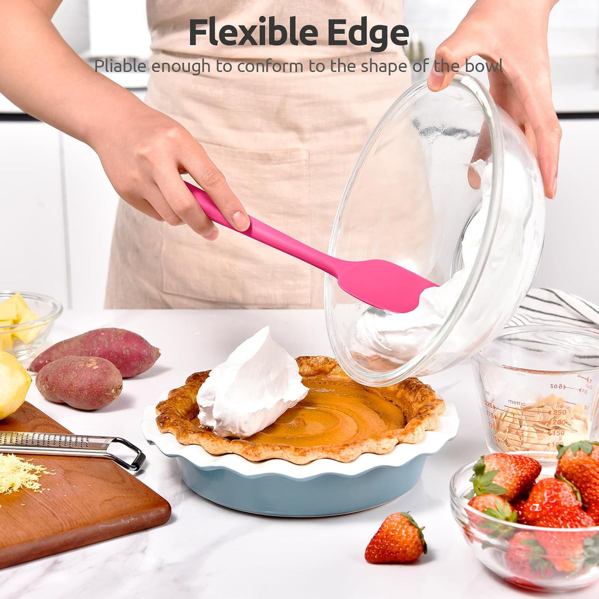 Silicone Large Spatula, 600ºF High Temp Scraper, 11.38in, Aqua Sky | Food Grade Heat Resistant Silicon, Seamless Flexible Plastic Spatula Kitchen Use, Rubber Scraper for Baking Cooking Mixing