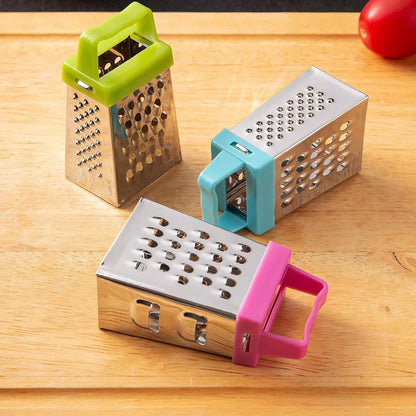 Mini Cheese Grater Set 3-Pack Stainless Steel Box Graters with Handle for Kitchen Vegetable Fruit Slicing and Grating Small Food Shredder