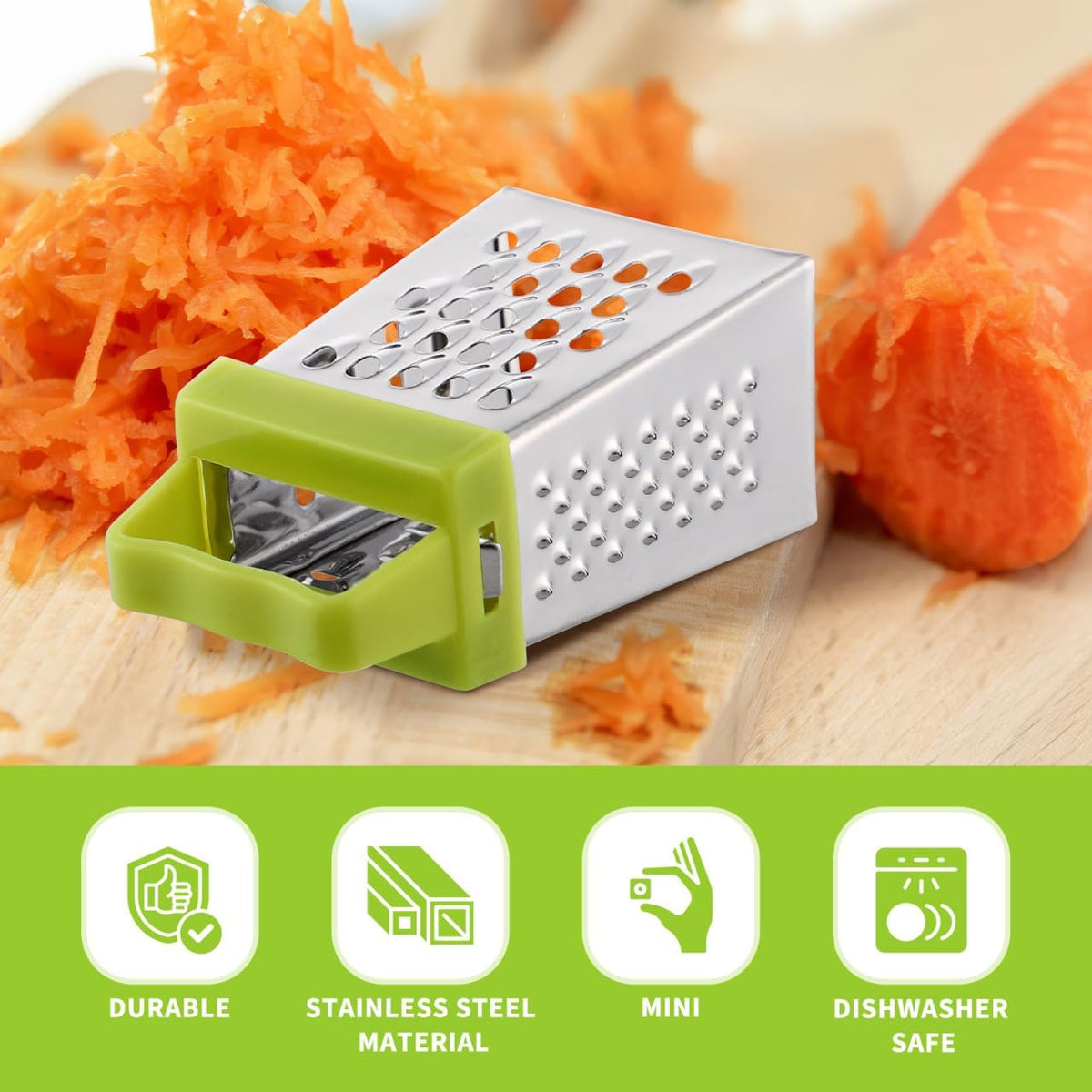 Mini Cheese Grater Set 3-Pack Stainless Steel Box Graters with Handle for Kitchen Vegetable Fruit Slicing and Grating Small Food Shredder