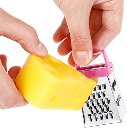 Mini Cheese Grater Set 3-Pack Stainless Steel Box Graters with Handle for Kitchen Vegetable Fruit Slicing and Grating Small Food Shredder