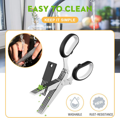 Herb Scissors with 5 Blades and Cover, New Kitchen Gadget 2026