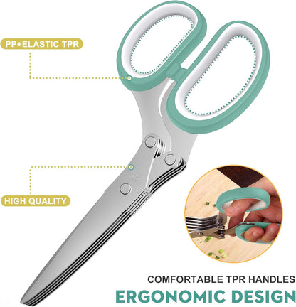 Herb Scissors with 5 Blades and Cover, New Kitchen Gadget 2026