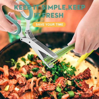 Herb Scissors with 5 Blades and Cover, New Kitchen Gadget 2026