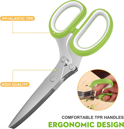 Herb Scissors with 5 Blades and Cover, New Kitchen Gadget 2026