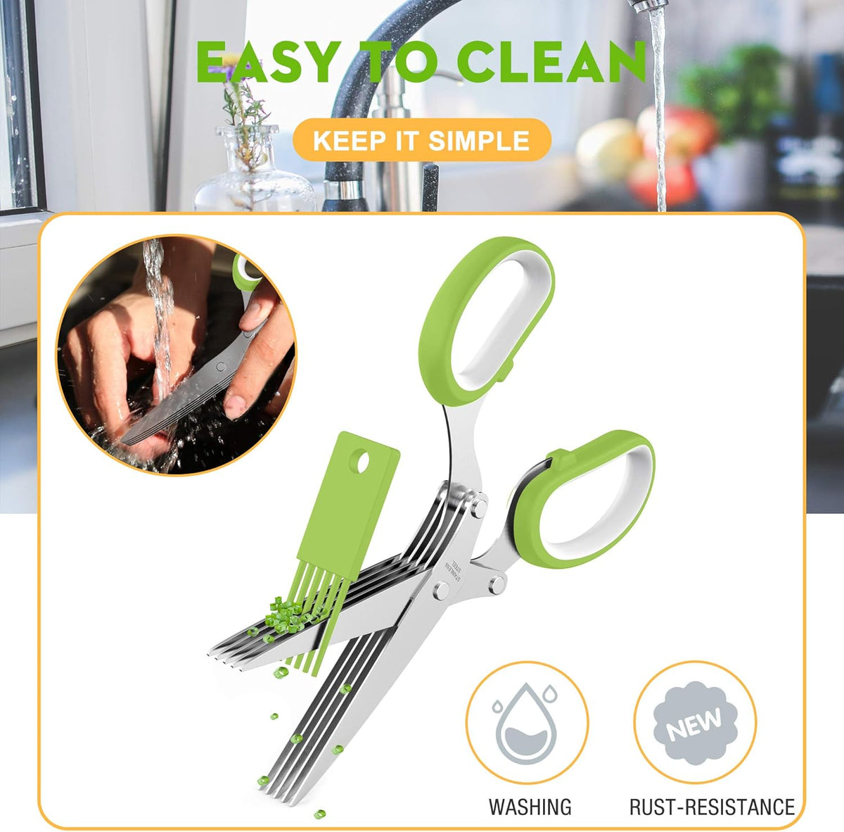 Herb Scissors with 5 Blades and Cover, New Kitchen Gadget 2026