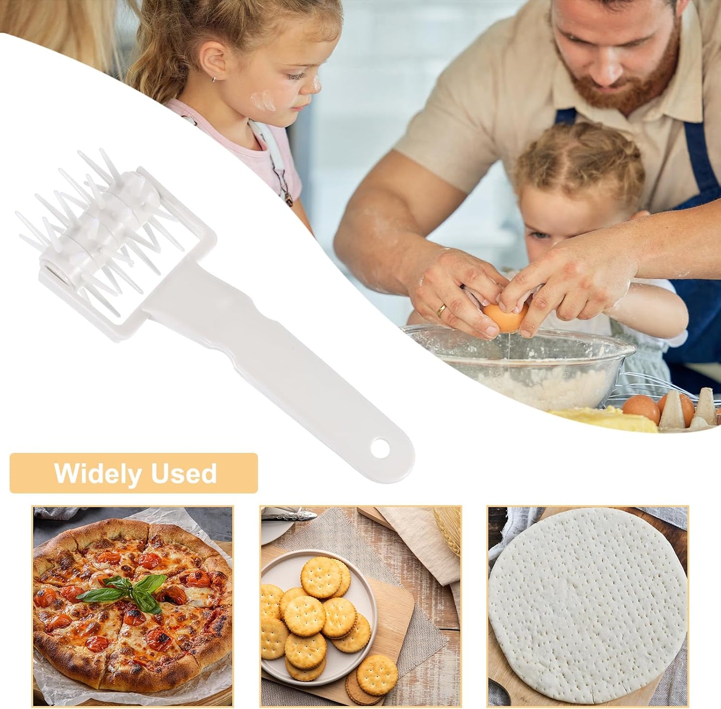 Pizza Dough Docker Roller Plastic Pastry Bubble Docker Roller with Spikes Pizza Oven Accessories for Home and Commercial Pizza Cookie Pie Pastry Bread (20cm/ 7.9")