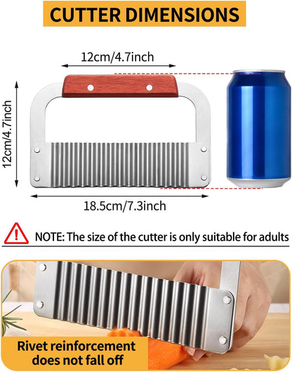 2 Pcs Crinkle Cutter Potato Slicer Wavy Chopping Tool French Fry Veggies