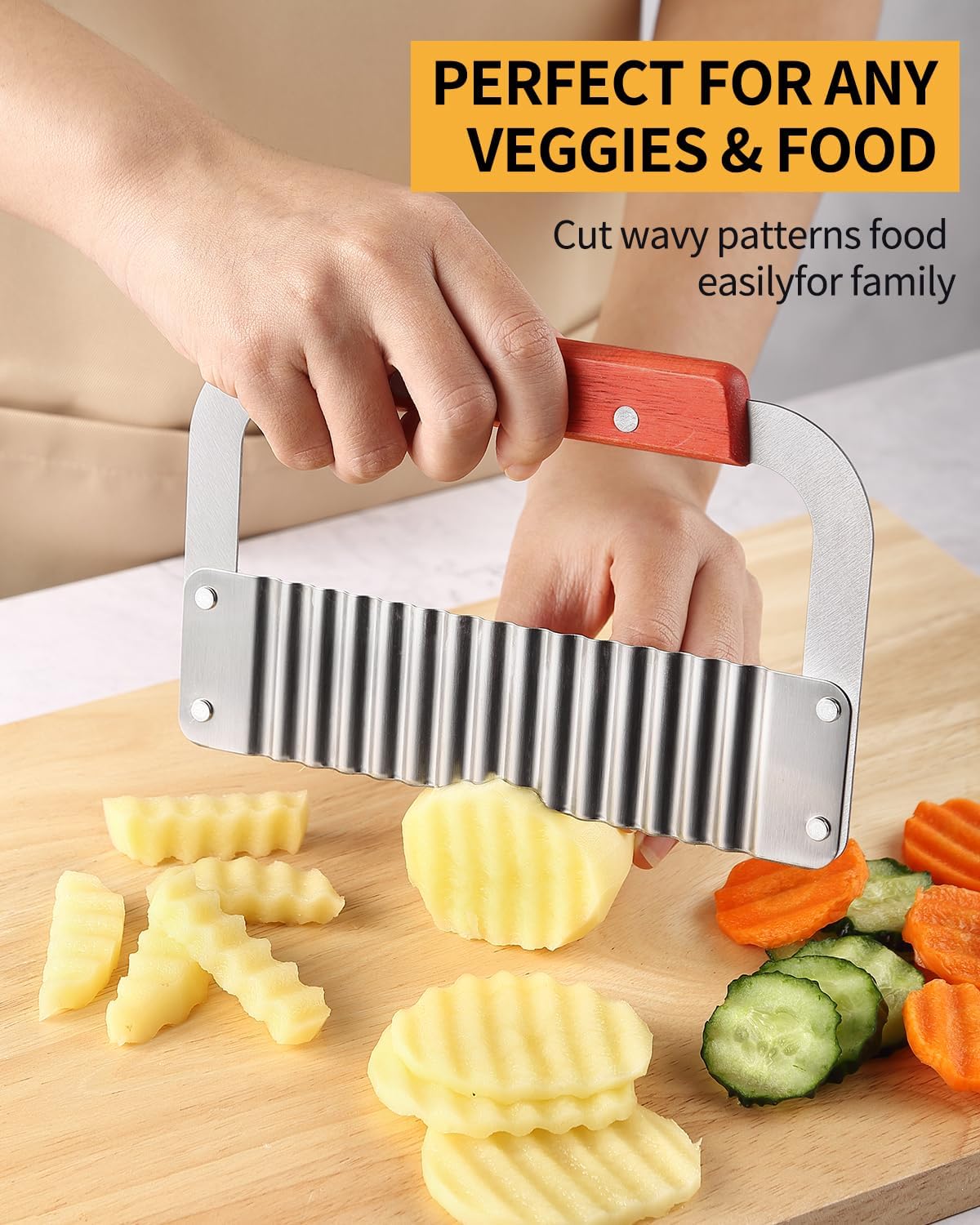 2 Pcs Crinkle Cutter Potato Slicer Wavy Chopping Tool French Fry Veggies