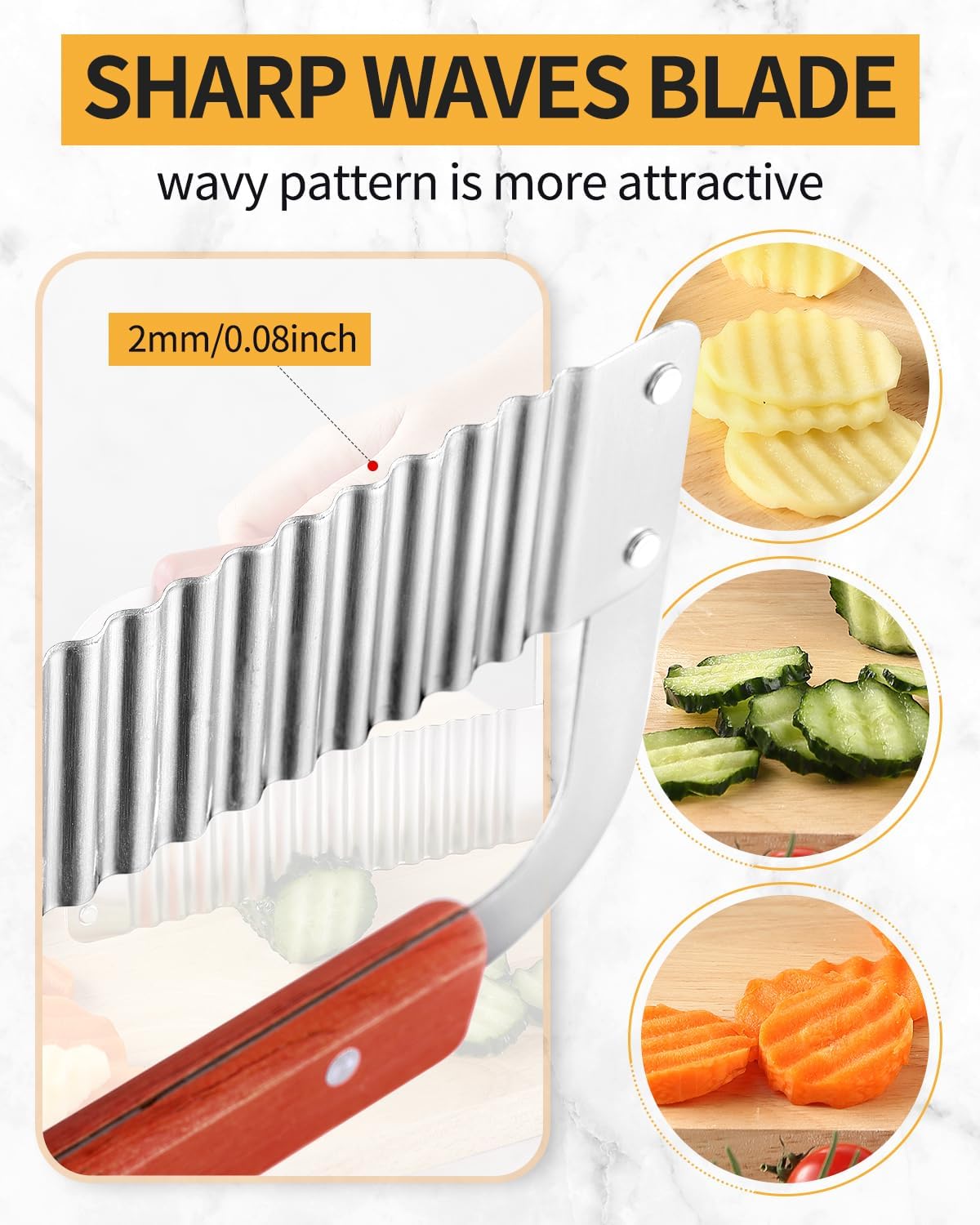 2 Pcs Crinkle Cutter Potato Slicer Wavy Chopping Tool French Fry Veggies
