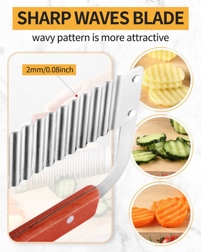 2 Pcs Crinkle Cutter Potato Slicer Wavy Chopping Tool French Fry Veggies