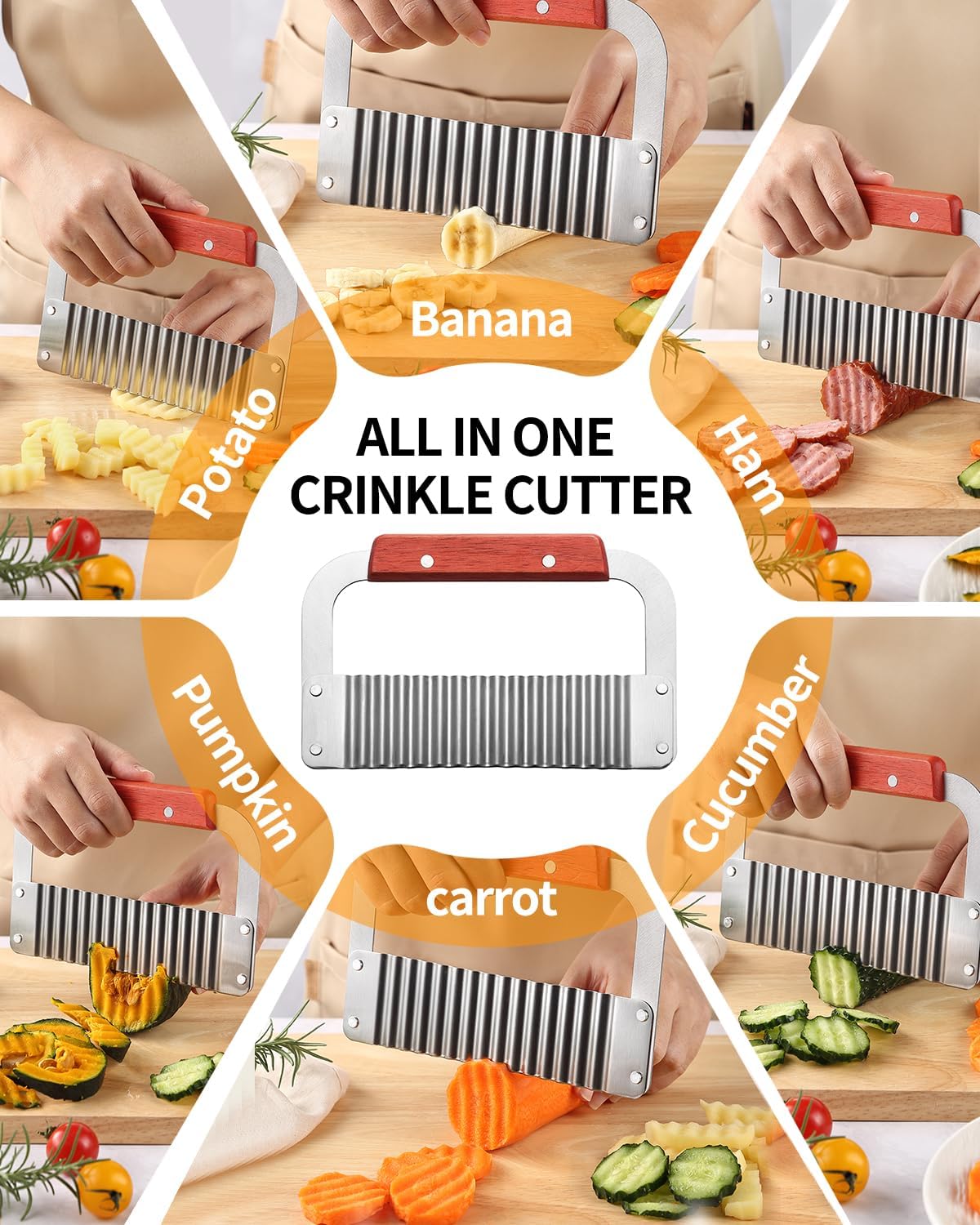 2 Pcs Crinkle Cutter Potato Slicer Wavy Chopping Tool French Fry Veggies