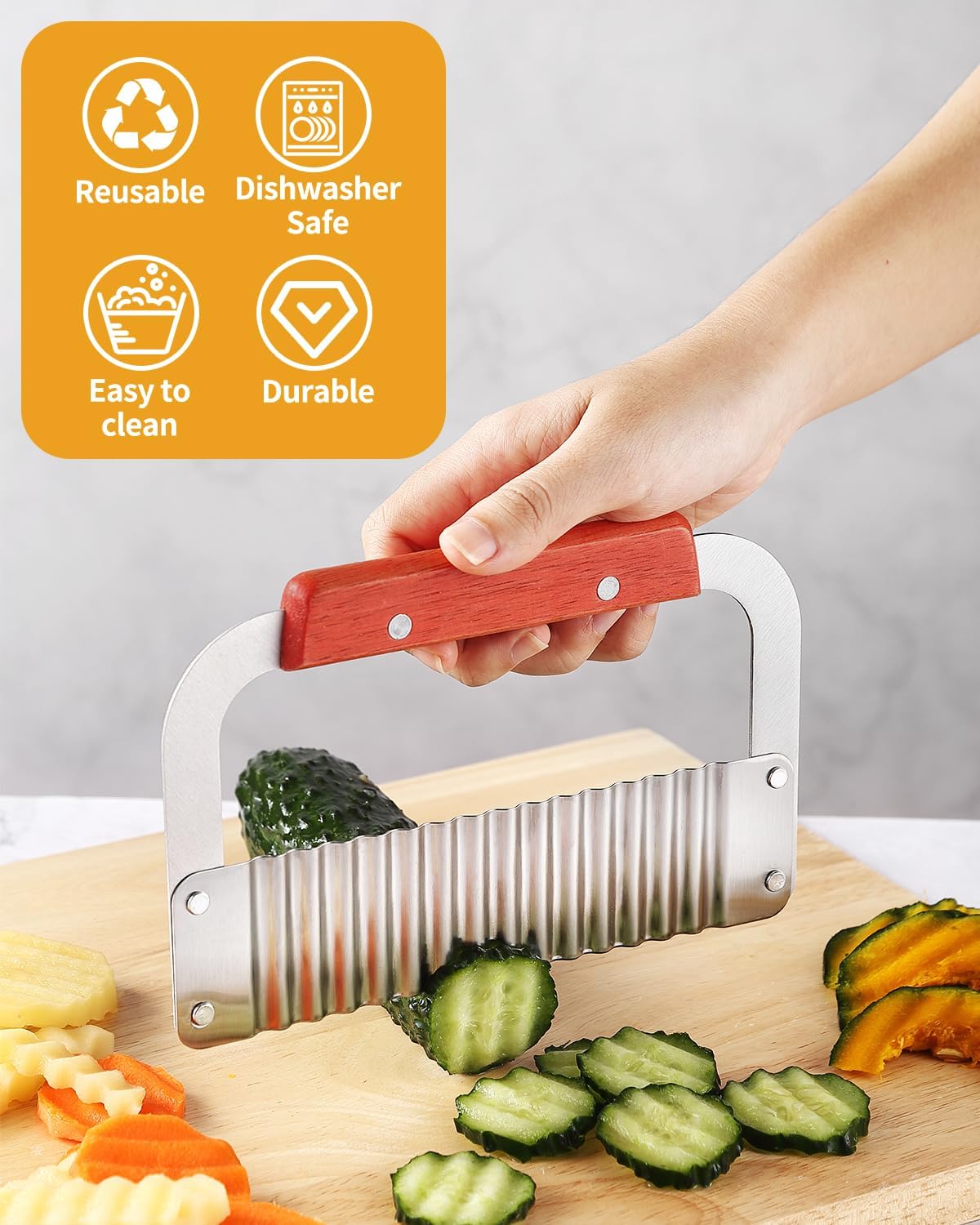 2 Pcs Crinkle Cutter Potato Slicer Wavy Chopping Tool French Fry Veggies