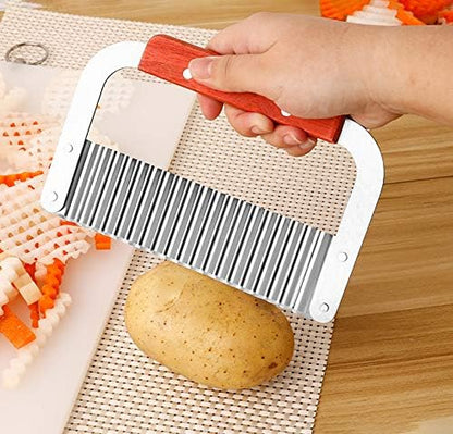2 Pcs Crinkle Cutter Potato Slicer Wavy Chopping Tool French Fry Veggies