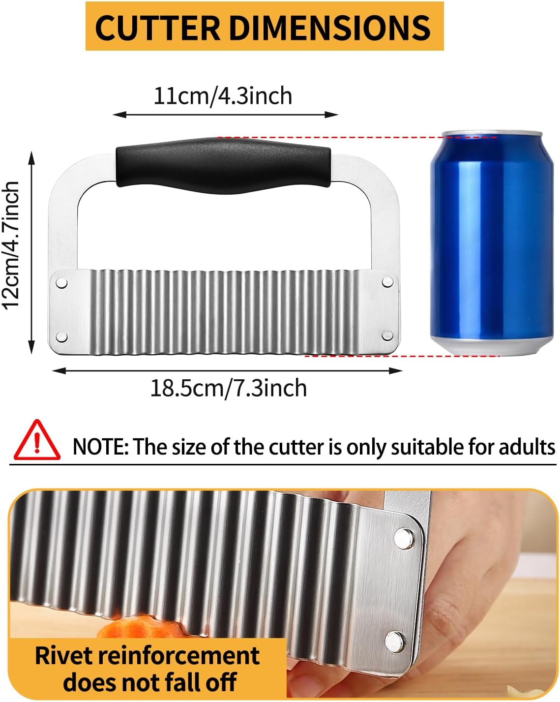 2 Pcs Crinkle Cutter Potato Slicer Wavy Chopping Tool French Fry Veggies