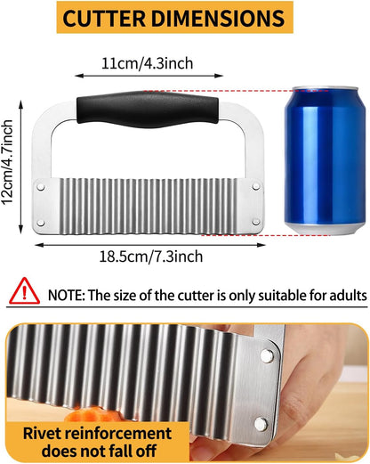 2 Pcs Crinkle Cutter Potato Slicer Wavy Chopping Tool French Fry Veggies