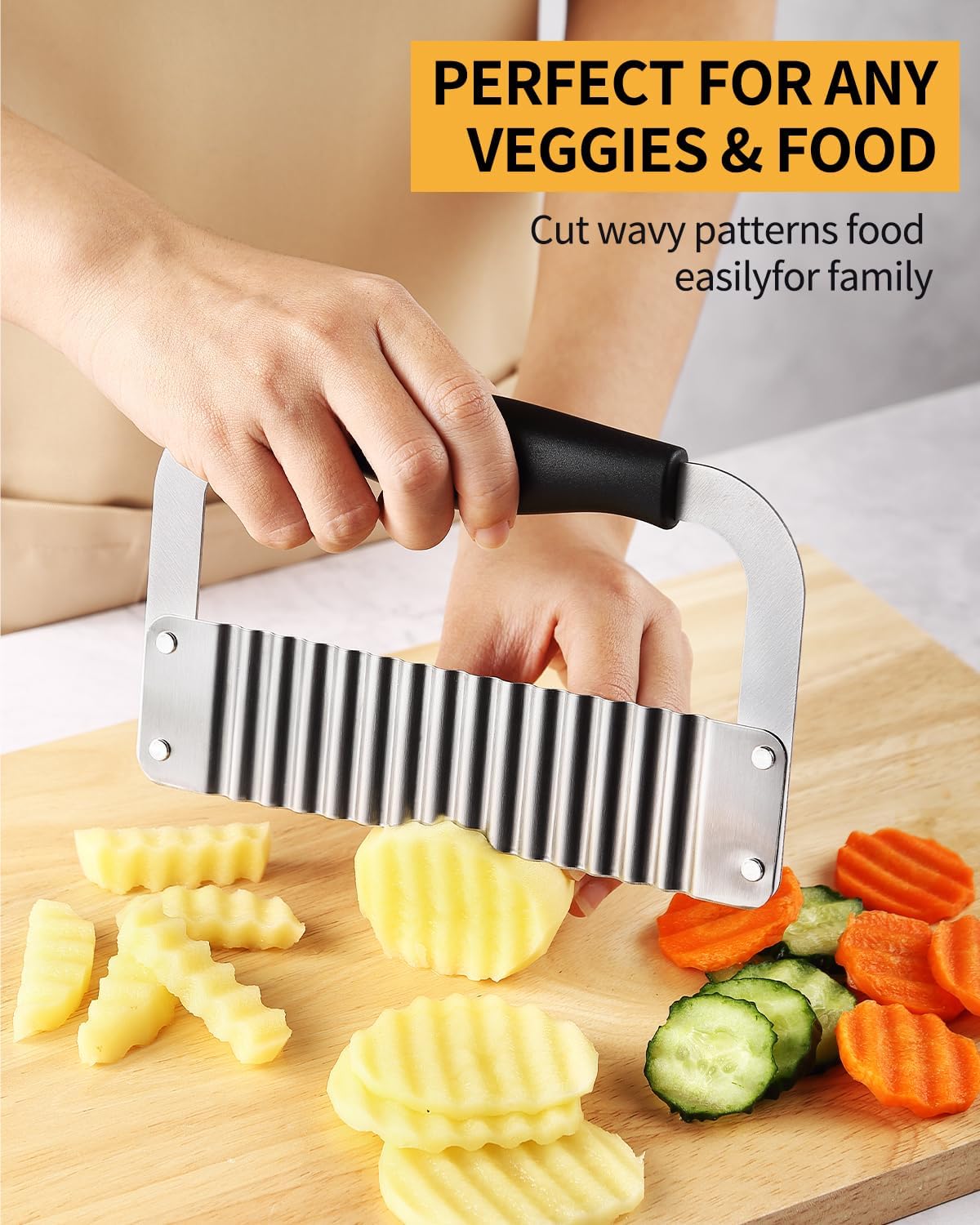 2 Pcs Crinkle Cutter Potato Slicer Wavy Chopping Tool French Fry Veggies