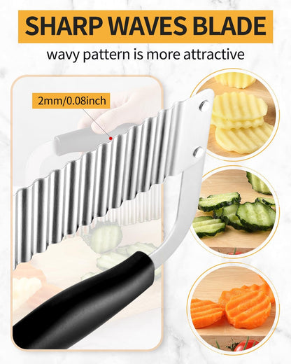 2 Pcs Crinkle Cutter Potato Slicer Wavy Chopping Tool French Fry Veggies