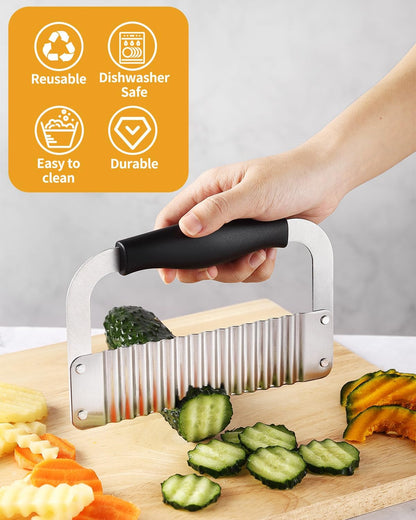 2 Pcs Crinkle Cutter Potato Slicer Wavy Chopping Tool French Fry Veggies