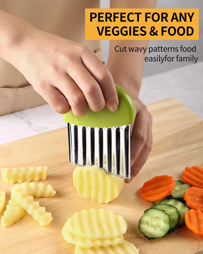 2 Pcs Crinkle Cutter Potato Slicer Wavy Chopping Tool French Fry Veggies