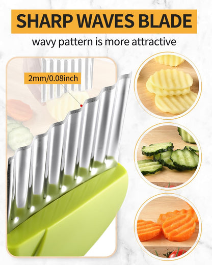 2 Pcs Crinkle Cutter Potato Slicer Wavy Chopping Tool French Fry Veggies