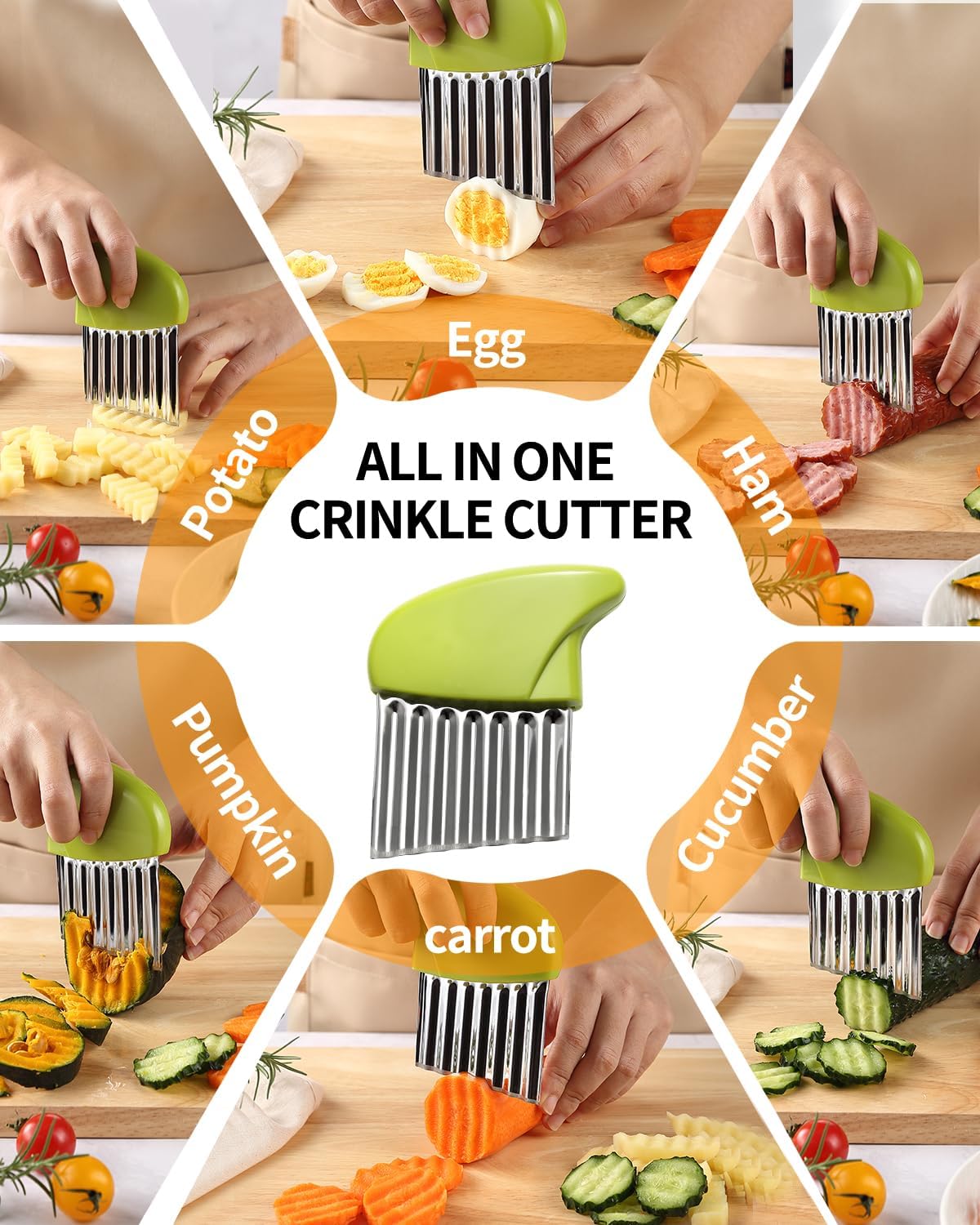 2 Pcs Crinkle Cutter Potato Slicer Wavy Chopping Tool French Fry Veggies