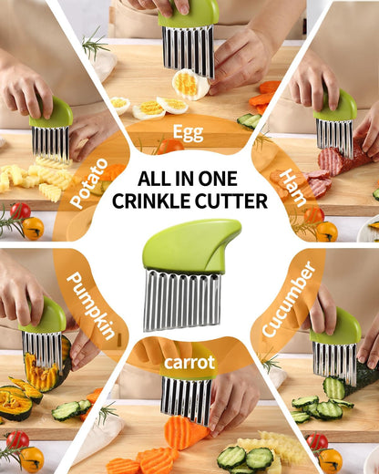 2 Pcs Crinkle Cutter Potato Slicer Wavy Chopping Tool French Fry Veggies