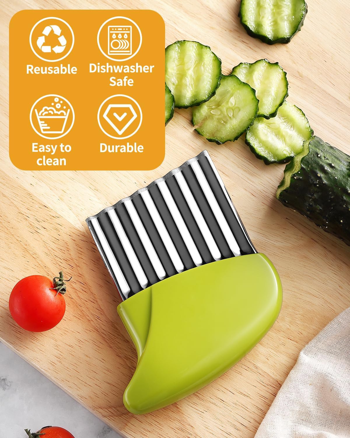 2 Pcs Crinkle Cutter Potato Slicer Wavy Chopping Tool French Fry Veggies