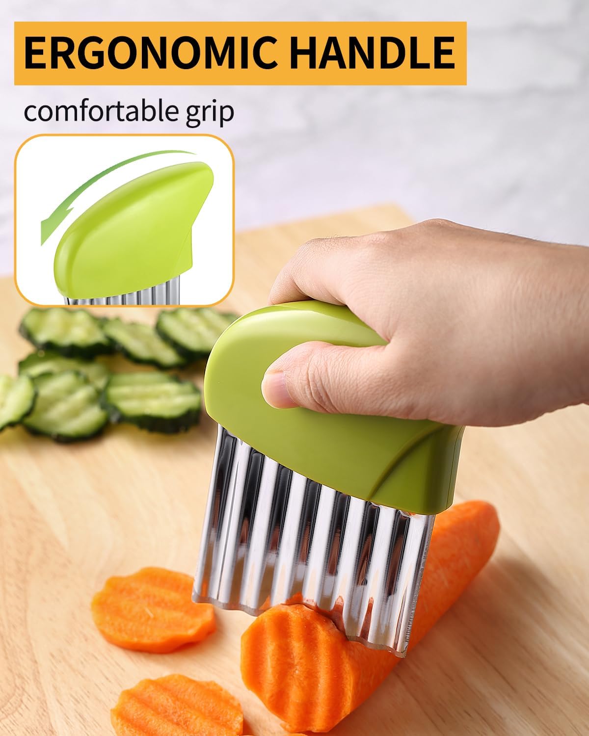 2 Pcs Crinkle Cutter Potato Slicer Wavy Chopping Tool French Fry Veggies