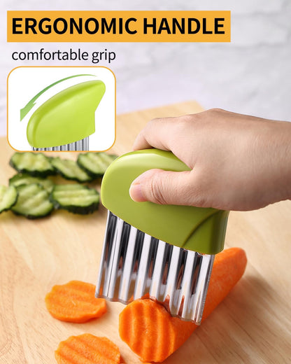 2 Pcs Crinkle Cutter Potato Slicer Wavy Chopping Tool French Fry Veggies