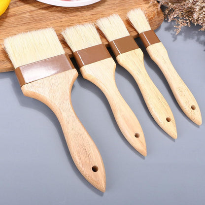 2 Pieces Pastry Brushes Basting Oil Brushes with Boar Bristles, Beech Hardwood Handles Barbecue Grill BBQ Brush for Spreading Butter, 3 Inch Width Kitchen Cooking Baking Brush