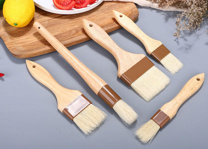 2 Pieces Pastry Brushes Basting Oil Brushes with Boar Bristles, Beech Hardwood Handles Barbecue Grill BBQ Brush for Spreading Butter, 3 Inch Width Kitchen Cooking Baking Brush