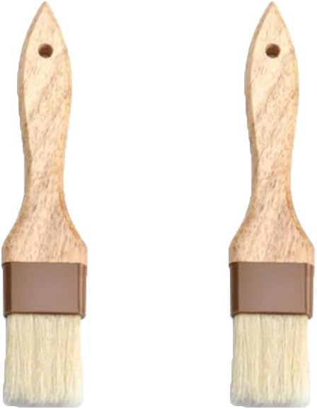 2 Pieces Pastry Brushes Basting Oil Brushes with Boar Bristles, Beech Hardwood Handles Barbecue Grill BBQ Brush for Spreading Butter, 3 Inch Width Kitchen Cooking Baking Brush