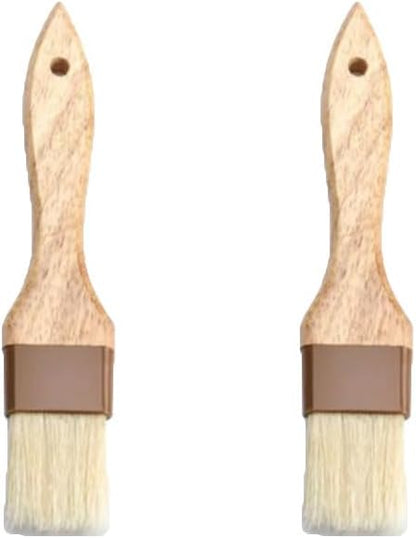 2 Pieces Pastry Brushes Basting Oil Brushes with Boar Bristles, Beech Hardwood Handles Barbecue Grill BBQ Brush for Spreading Butter, 3 Inch Width Kitchen Cooking Baking Brush